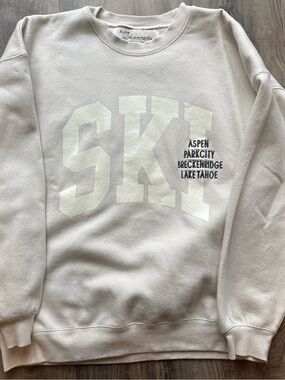 Vintage Havana Cream 'SKI' Graphic Crewneck Sweater